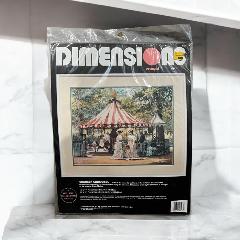 🐈OKC🐈 Vintage NWT Dimensions Crewel “Summer Carousel” Embroidery Kit